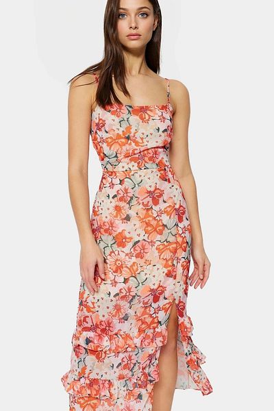 PayBuy A Line Chiffon Midi Dress Multi Floral Pattern Summer Casual Professional Look Custom Design