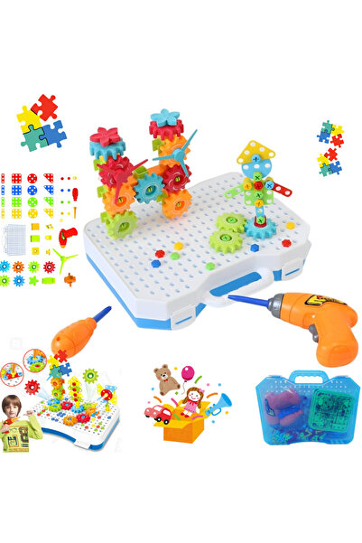 Salamandra Set Piese de Construit pentru Copii, 190 Piese cu Bormasina