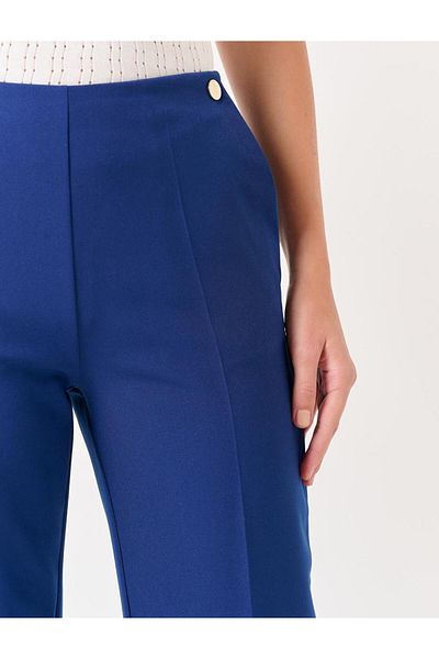 Jimmy Key Navy Blue Straight Trousers with High Waist Pockets