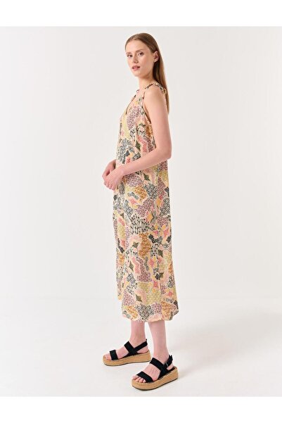 Jimmy Key Béžový krátky overal s etnickým vzorom na ramienka