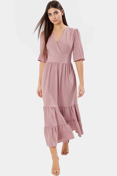 PayBuy Women's Midi Length Aerobin Woven Dress Belted V Neck Design Quality Craftsmanship