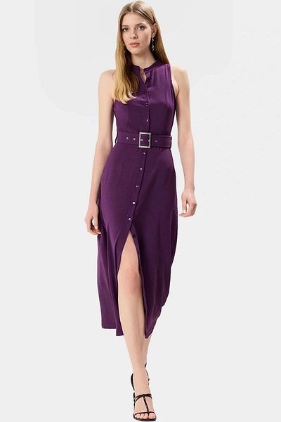PayBuy Maxi Belted Shirt Dress Woven Polyester Summer Stylish Design Distinguished Material Trend