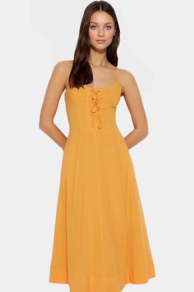 PayBuy Women's Midi Length Linen Look Cotton Dress V Neck High Quality Professional Look