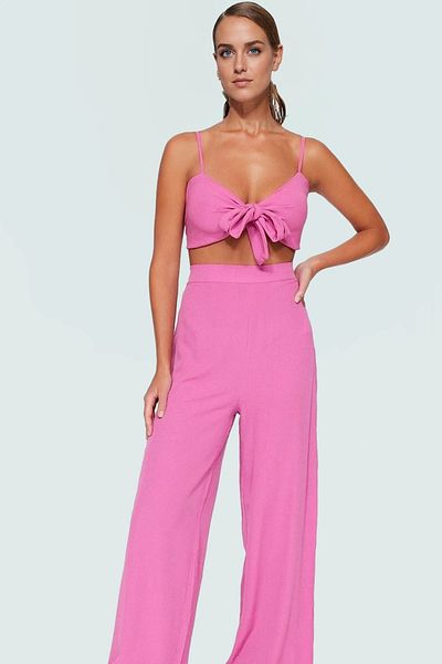 PayBuy Women's Tie-Up Blouse Pants Set Summer Beach Combination Perfect Fit Premium Quality