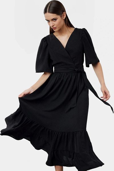 PayBuy Women's Midi Length Aerobin Woven Dress Belted V Neck Design Quality Craftsmanship