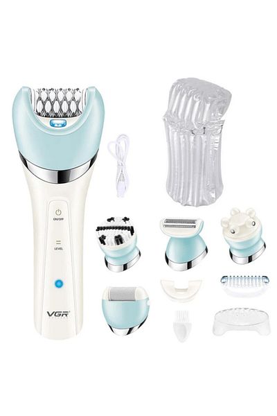 VGR Without Box Epilator 5 In 1 Electri Women Epilator Leg Body Hair Remover Cleaning Massage
