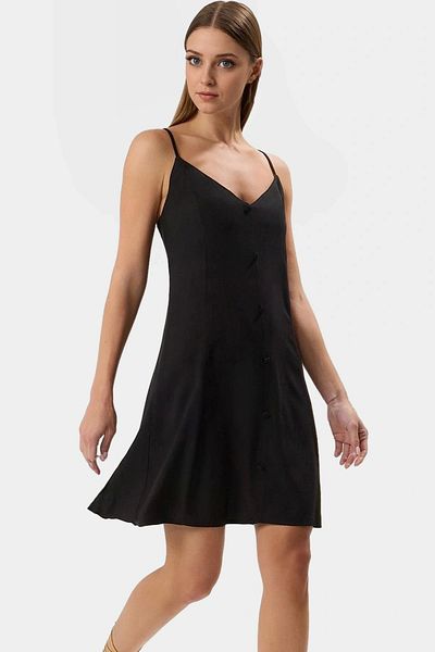 PayBuy Stylish V-Neck Button Mini Dress Viscose Fabric Casual Style Carefully Selected Perfect Fit Long-Lasting