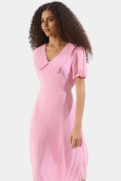PayBuy Chiffon A-Line Midi Dress Baby Collar Short Sleeve Summer Casual Perfect Fit Carefully Selected
