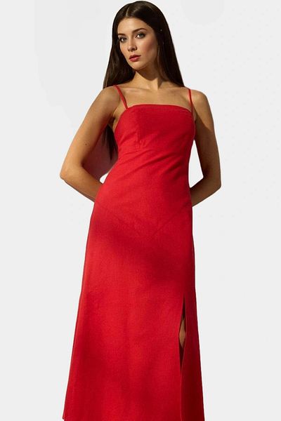 PayBuy Maxi a Line Sleeveless Linen Blend Dress Summer Casual Style Zarifane Design Special