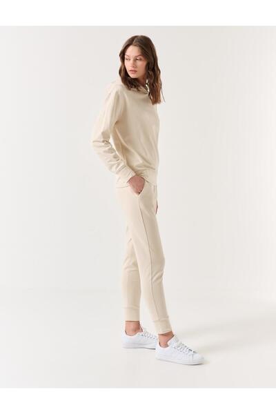 Jimmy Key Pletená mikina Ecru s dlouhým rukávem a kapucí