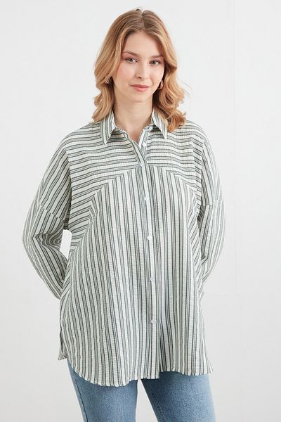 Fulla Moda Ριγέ πουκάμισο oversize