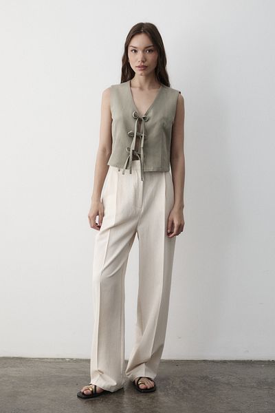 JASTE Women's Çağla Tie-Up Linen Vest