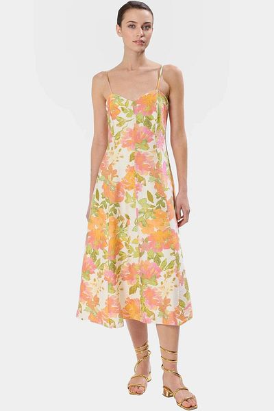 PayBuy Multi Floral Midi Dress Skater Pattern 100 Polyester Comfortable and Stylish for Summer Daily Use