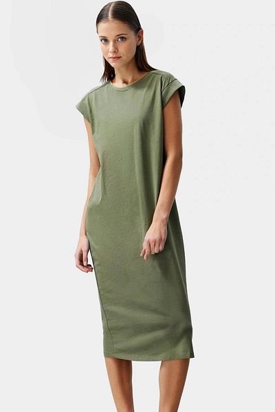 PayBuy Women's Plain T-Shirt Dress Relaxed Cut Short Moon Sleeve 100% Cotton Carefully Selected Use
