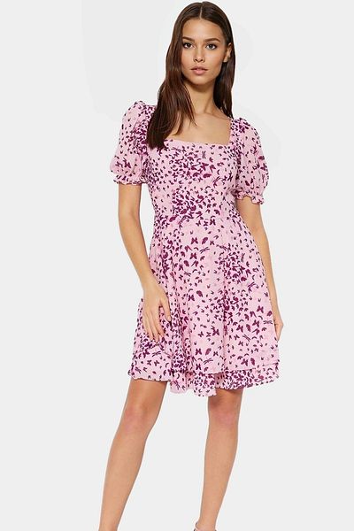 PayBuy Chiffon Mini Dress Balloon Sleeve Square Collar Summer Woven Long-Lasting Zarifane Design Stylish Appearance