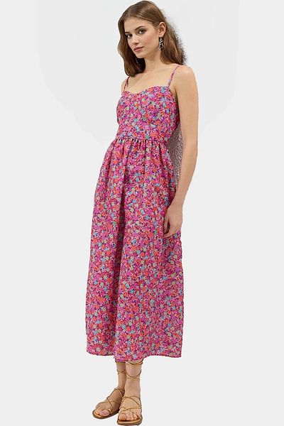 PayBuy Summer Floral Patterned Midi Dress Comfortable Fit Cotton Fabric Daily Use Zarifane Design