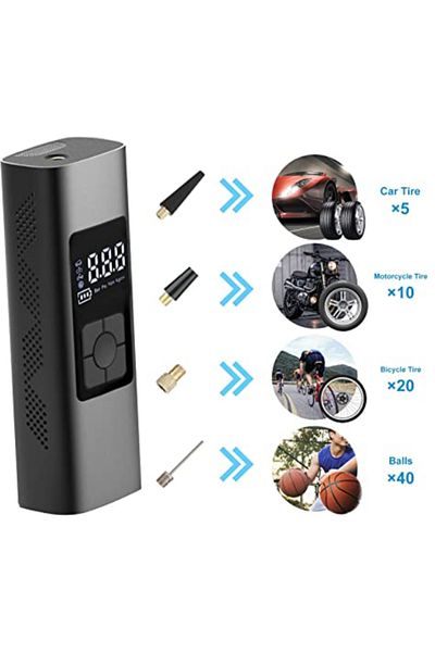 MACON Advanced Wireless Portable Rechargeable Air Compressor With LED Light - Black