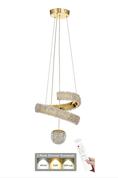 Avizemoda Milly Tekli Dimmer 3 Renk Ledli (Sarı-Beyaz-Gün Işığı) Modern Akrilik Avize -Gold