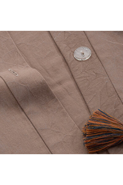 Ecocotton Hazar Double Duvet Set %100 Organic Cotton Satin Piece Paint Beige 200x220 Cm