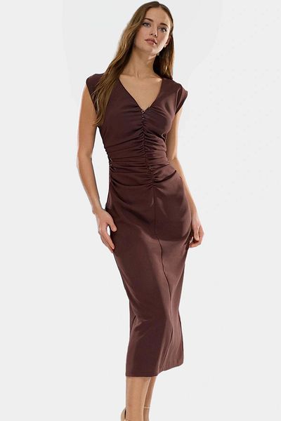 PayBuy Stylish Bodycon Midi Dress Soft Crepe Woven Polyester Fabric Comfortable and High Quality