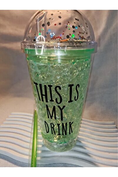 HUN Ice Effect Glass with Lighted Straw