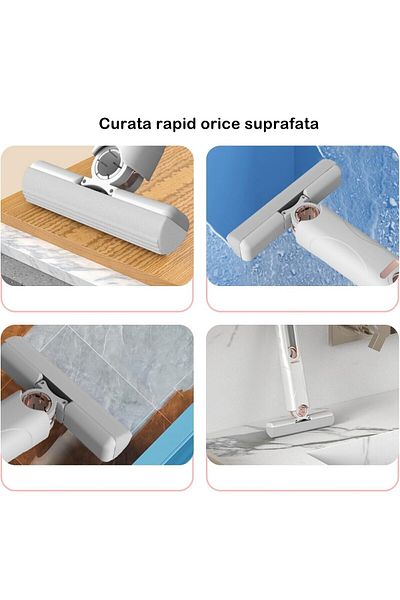Optim Solution Hand Mop, Mini Portable, with Squeezing System, Cleaning Device with PVA Absorbent Sponge, Mu