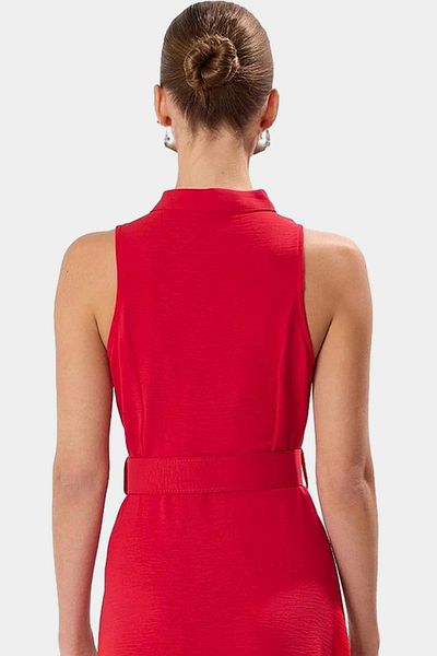 PayBuy Maxi Belted Shirt Dress Woven Polyester Summer Stylish Design Distinguished Material Trend