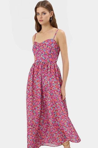 PayBuy Summer Floral Patterned Midi Dress Comfortable Fit Cotton Fabric Daily Use Zarifane Design