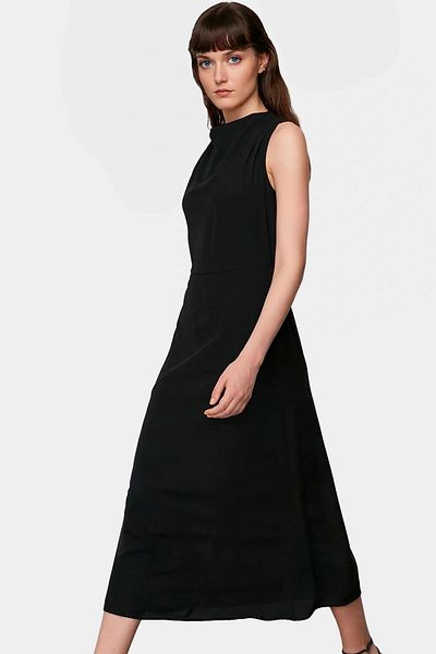 PayBuy Summer a Line Midi Woven Dress Degaje Collar Design Quality Craftsmanship High Quality Carefully Selected