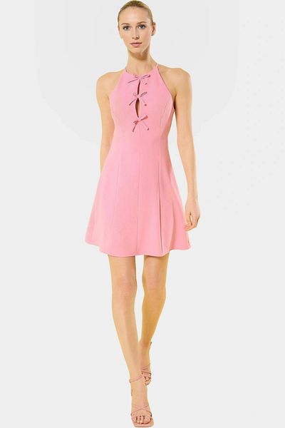 PayBuy Summer Bow Mini Dress Woven Fabric Skater Mold Professional Appearance for Daily Use