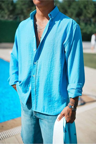 ablukaonline Ανδρικό πουκάμισο Oversize γαλάζιο - Άνετη εφαρμογή