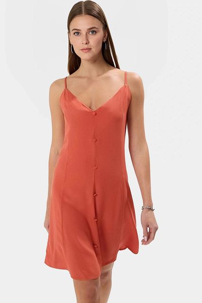 PayBuy Stylish V-Neck Button Mini Dress Viscose Fabric Casual Style Carefully Selected Perfect Fit Long-Lasting