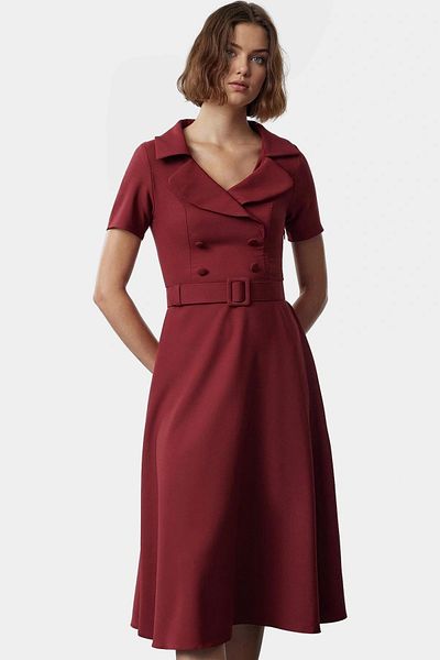 PayBuy Women's Skater Dress Woven Fabric Business Dress Carefully Selected Modern Style with Belt