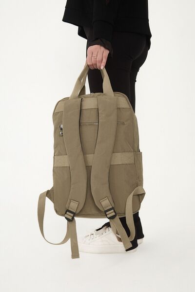 Sanmorris Unisex Αδιάβροχο ύφασμα μεσαίου μεγέθους τσακισμένο ύφασμα πολλαπλών τμημάτων μπεζ Σχολικό και ταξιδιωτικό σακίδιο πλάτης φορητού υπολογιστή