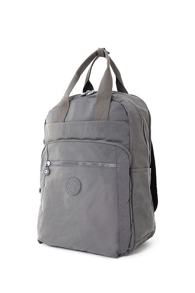Sanmorris Unisex Αδιάβροχο ύφασμα μεσαίου μεγέθους Crinkle ύφασμα πολλαπλών τμημάτων σκούρο γκρι σχολικό και ταξιδιωτικό σακίδιο πλάτης φορητού υπολογιστή