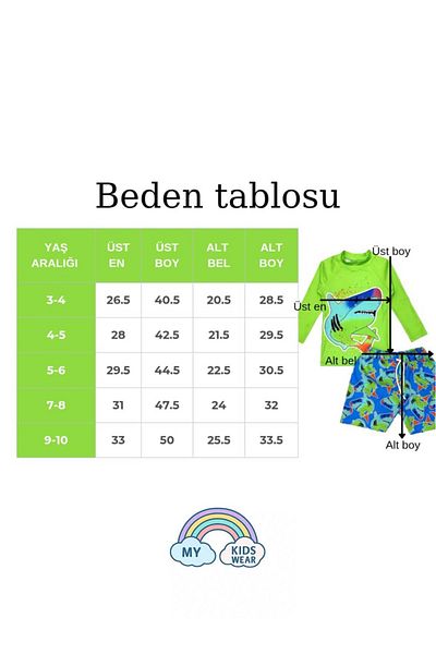 My Kids Wear Sun Protection Boned Character Patterned Swimsuit Suit with Swim Shorts
