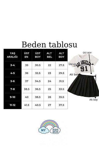 My Kids Wear Pleated Skirt Printed Girl's Suit