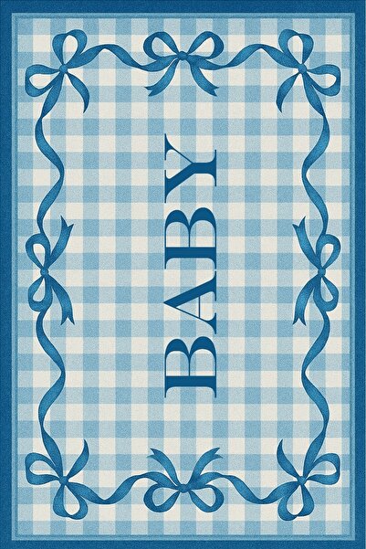 Rugs Modern Halı سجادة MOSSO زرقاء منقوشة بنمط بيبي سايز مع تفاصيل منسوجة وقا...