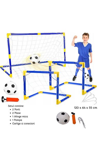 Salamandra Toy Soccer Goal Set with Ball, Pump and Hooks for Supporting the Goals, SALAMANDRA KIDS®