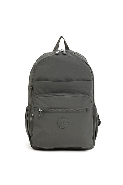 Sanmorris Unisex Αδιάβροχο ύφασμα μεγάλου μεγέθους Crinkle ύφασμα πολλαπλών τμημάτων σκούρο γκρι σχολικό και ταξιδιωτικό σακίδιο πλάτης φορητού υπολογιστή