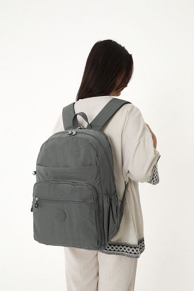 Sanmorris Unisex Αδιάβροχο ύφασμα μεγάλου μεγέθους Crinkle ύφασμα πολλαπλών τμημάτων σκούρο γκρι σχολικό και ταξιδιωτικό σακίδιο πλάτης φορητού υπολογιστή