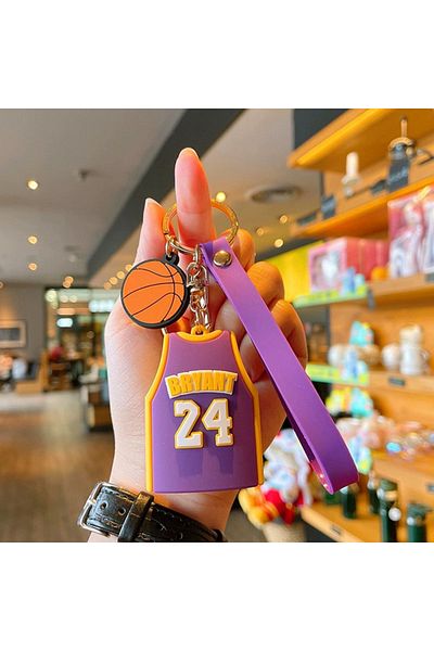 Choice Bundle1 Purple 1 Home Jersey Keychain, Cartoon Basketball Car Key Pendant, Back Packaging Accessory
