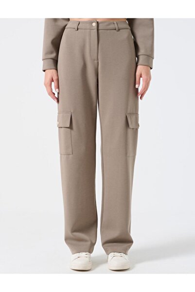 Jimmy Key Mink Loose Cut Regular Leg High Waist Trousers with Cargo Pocket