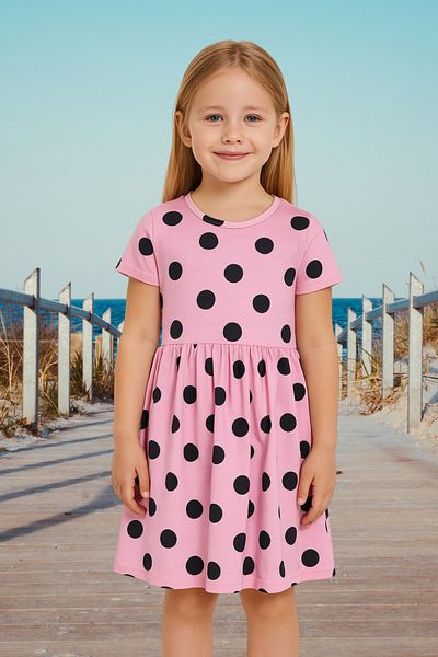 Fox Moda Lycra Girl's Dress with Printed Sleeves