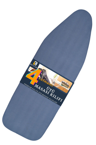 Genel Markalar Ütü Masası Kılıfı Örtüsü Bezi Keçeli Süngerli Yanmaz Ayarlanabilir 50x150 Cm Desenli Mavi