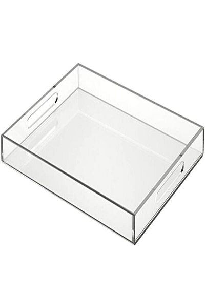 SMARTPOINTS Acrylic Serving Tray 16x20 Inches -Spill Proof- Clear Decorative Tray Organiser for Otto