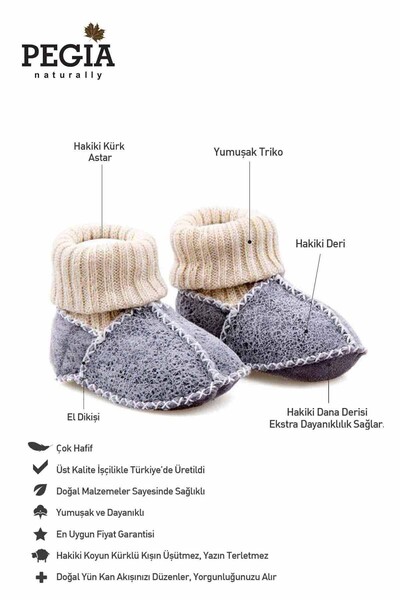 Pegia Hakiki Kürklü Çoraplı Bebek Patiği 141107
