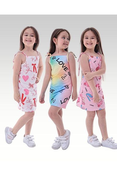 Fox Moda Girl's Looked 3-Piece Dress with Rope Strap