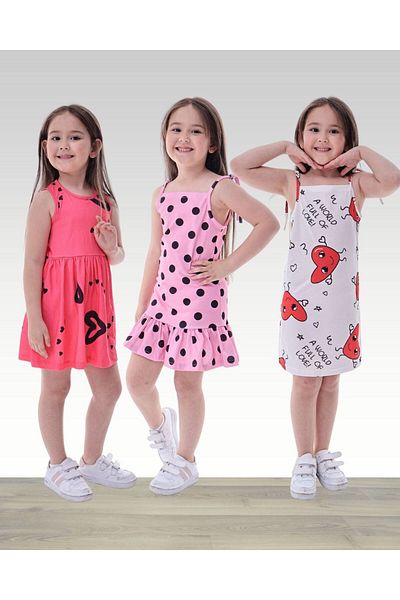 Fox Moda Girl's Looked 3-Piece Dress with Rope Strap