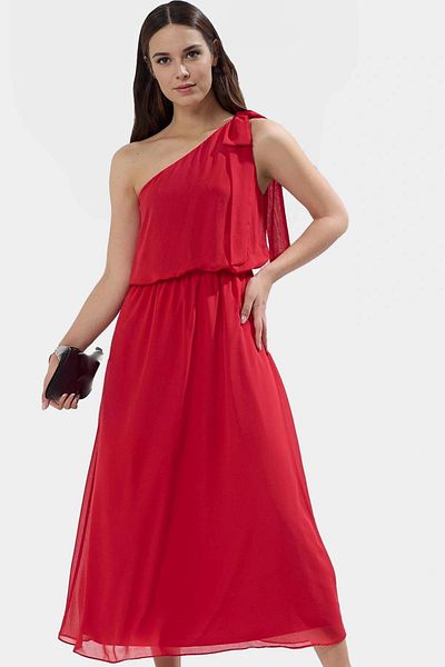 PayBuy Women's Maxi Chiffon Dress One Shoulder Skater Cutout Distinguished Material Stylish Appearance